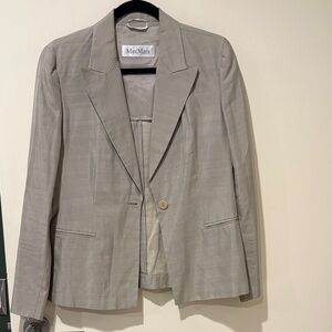 MaxMara Light Gray Single-Button Tailored Blazer